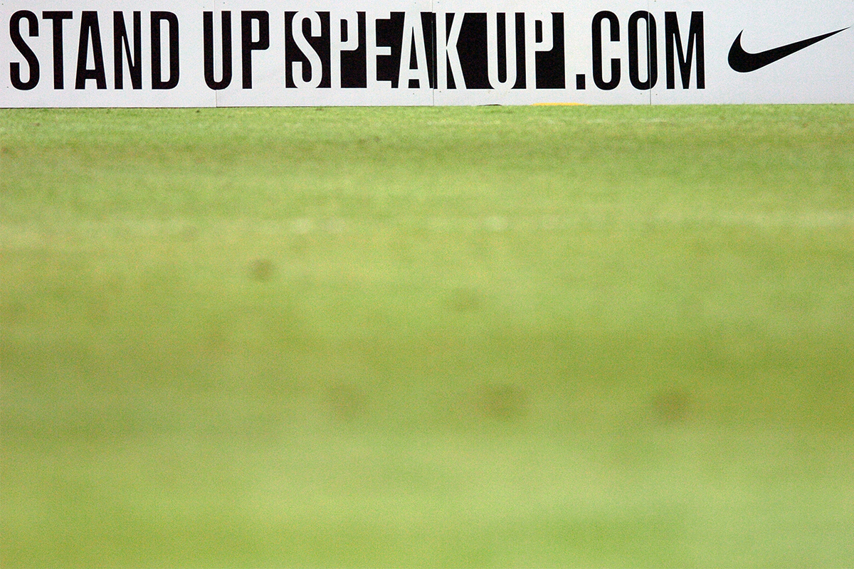 A banner for Thierry Henry's Stand Up Speak Up campaign with Nike