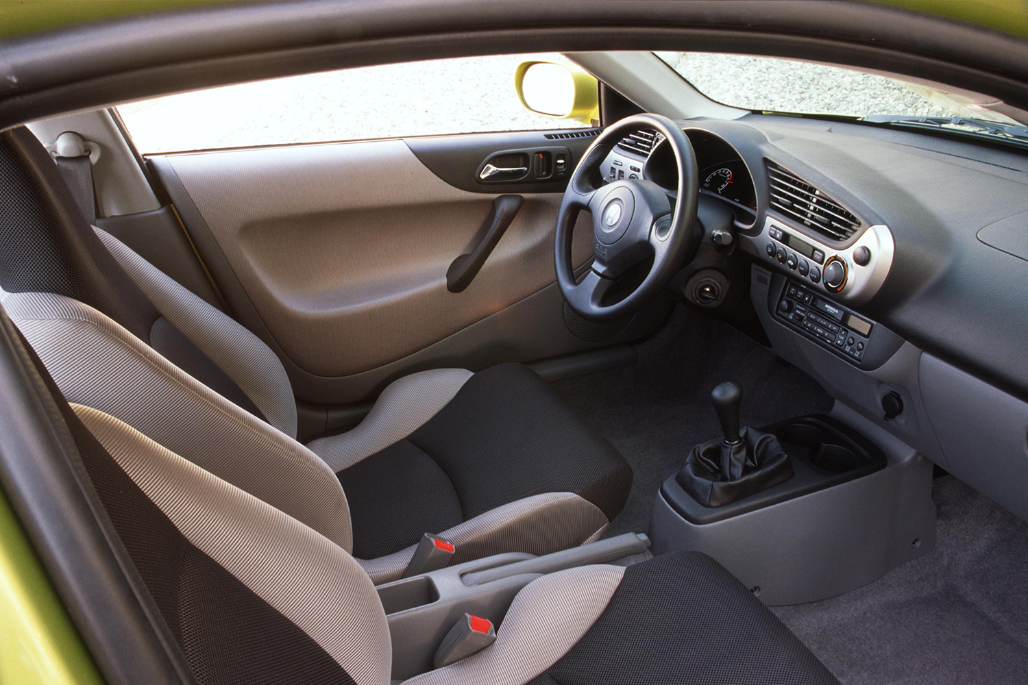 The interior of a 2000 Honda Insight hybrid
