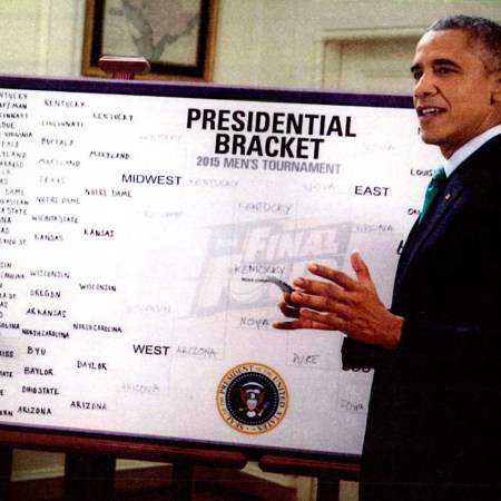 President Obama with his March Madness bracket