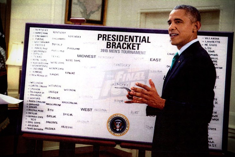 President Obama with his March Madness bracket