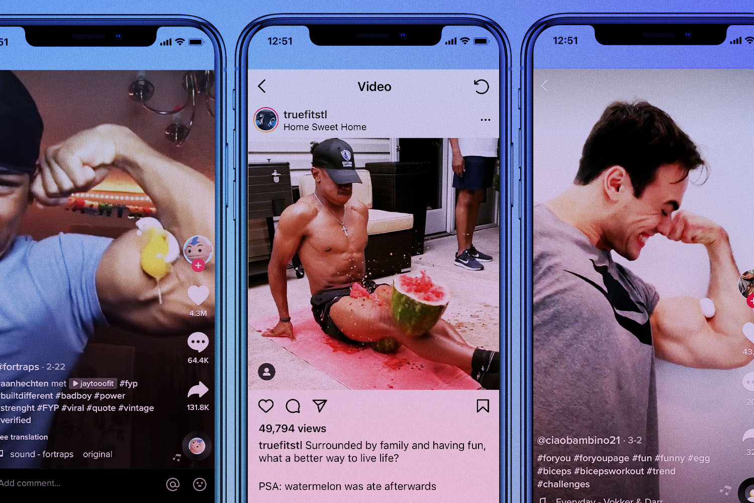 My feeds are full of men crushing food with their body parts.