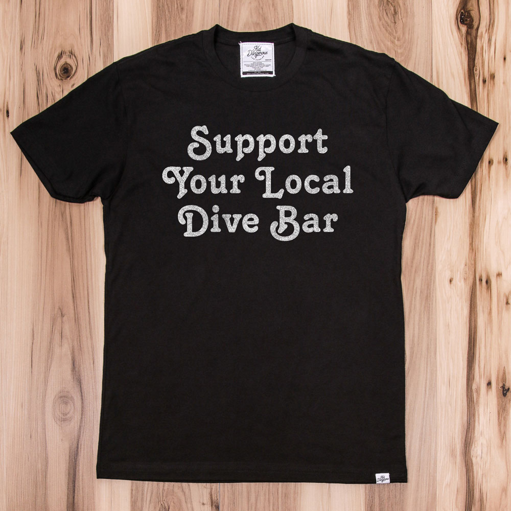 InsideHook x Kid Dangerous Support Your Local Dive Bar charity collab tee in black