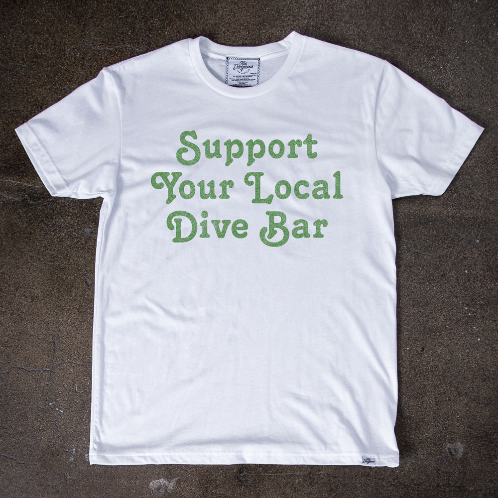 InsideHook x Kid Dangerous Support Your Local Dive Bar charity collab tee in white