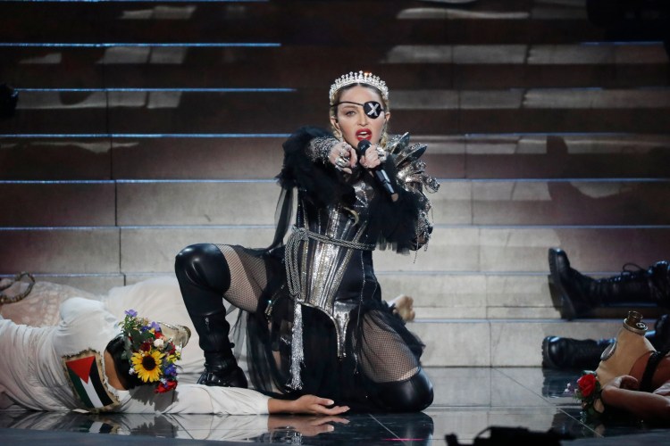 Madonna performs live on stage after the 64th annual Eurovision Song Contest held at Tel Aviv Fairgrounds on May 18, 2019 in Tel Aviv, Israel.