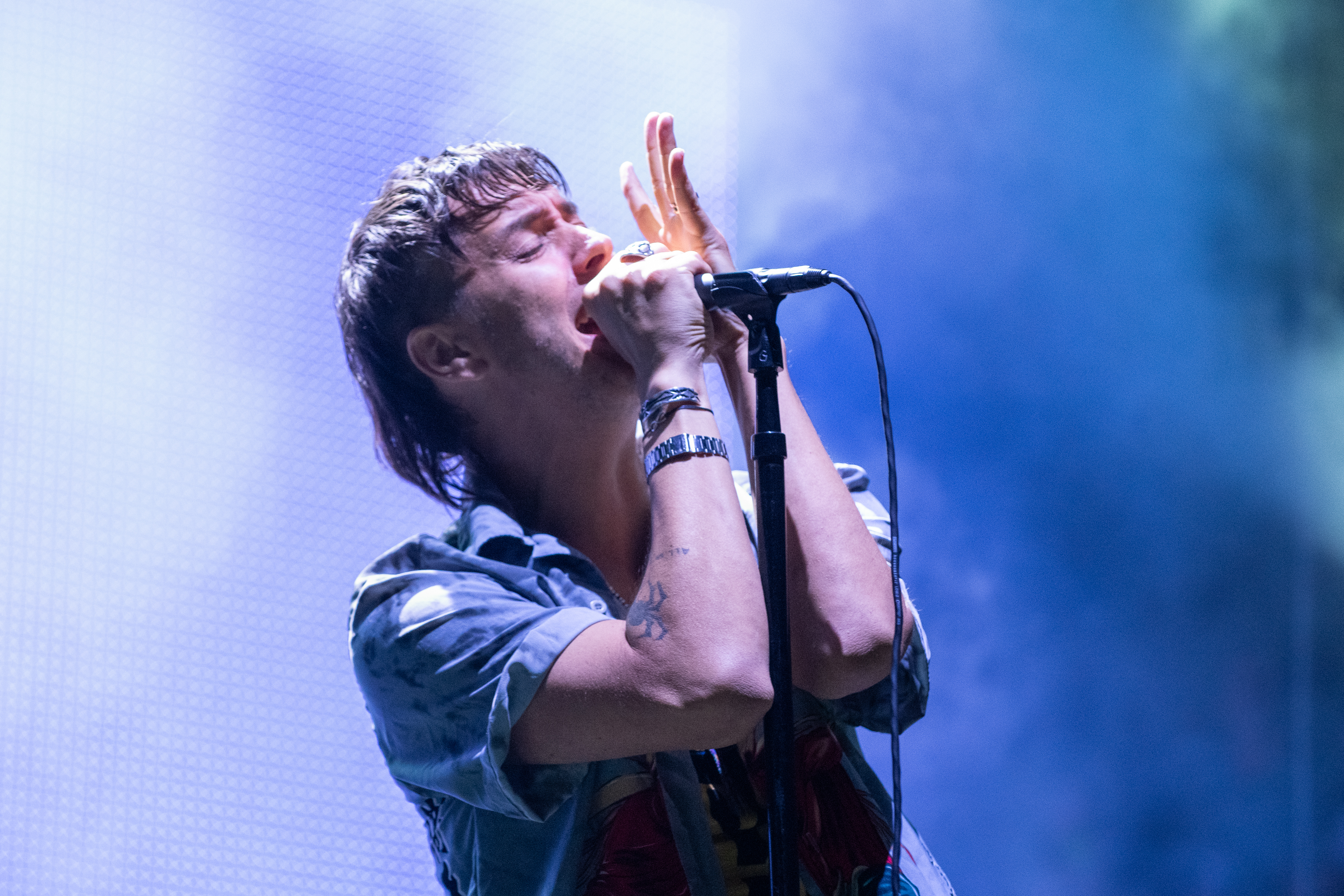 Lead vocalist Julian Casablancas of The Strokes performs live on stage duri...