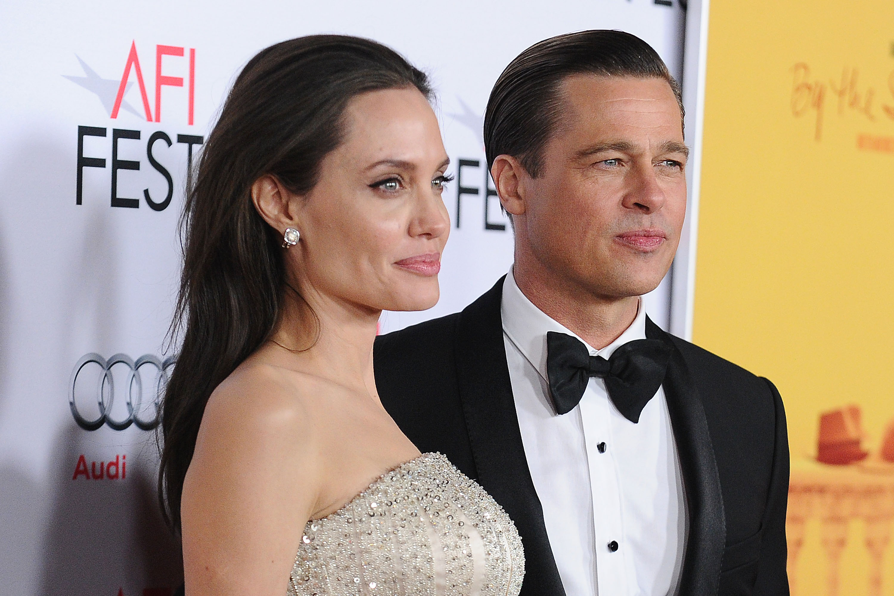 Angelina Jolie and Brad Pitt attend the premiere of "By the Sea" at the 2015 AFI Fest at TCL Chinese 6 Theatres on November 5, 2015 in Hollywood, California.