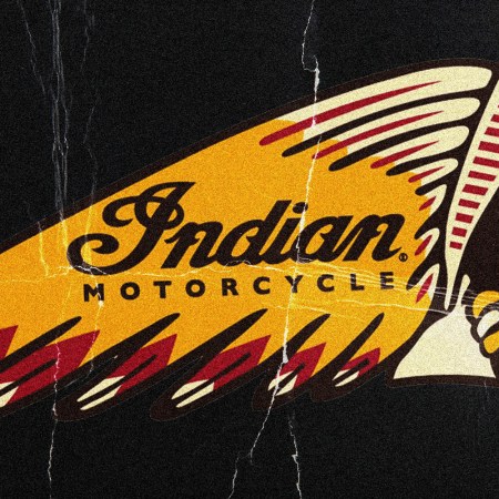Indian Motorcycles Native American headdress logo on a black background