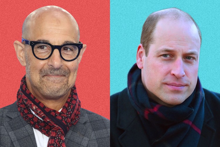 side by side headshots of Stanley Tucci and Prince William