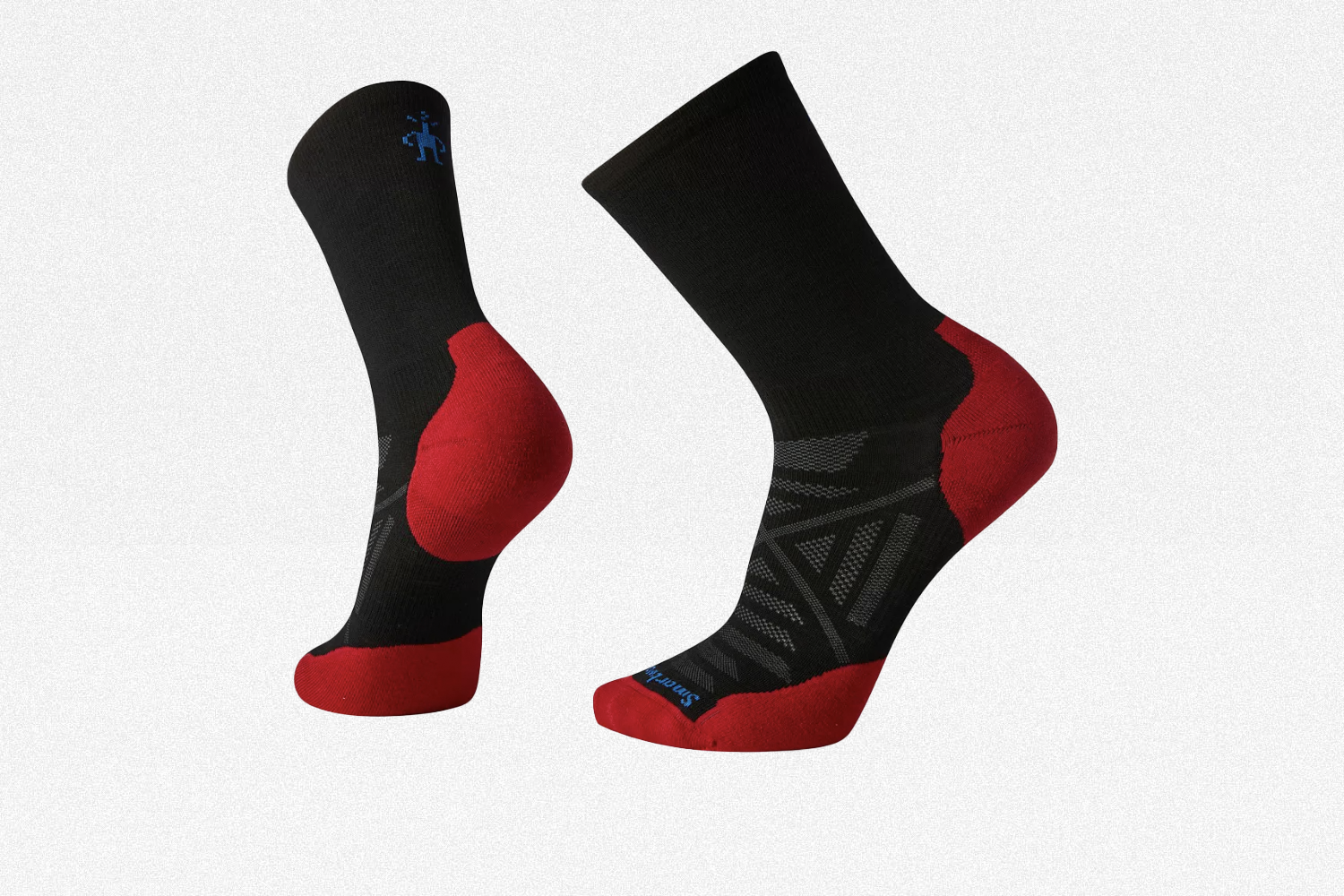 Smartwool PhD Run Light Elite Crew Socks in black and red