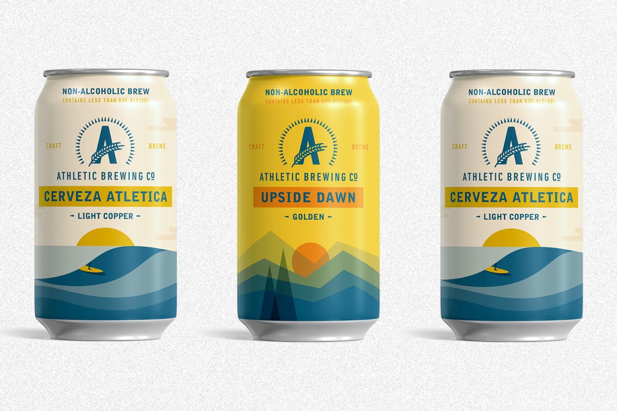 Two Athletic Brewing Co. non-alcoholic beers, the Cerveza Atletica and Upside Dawn