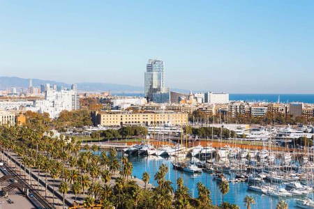 An aerial view of Barcelona