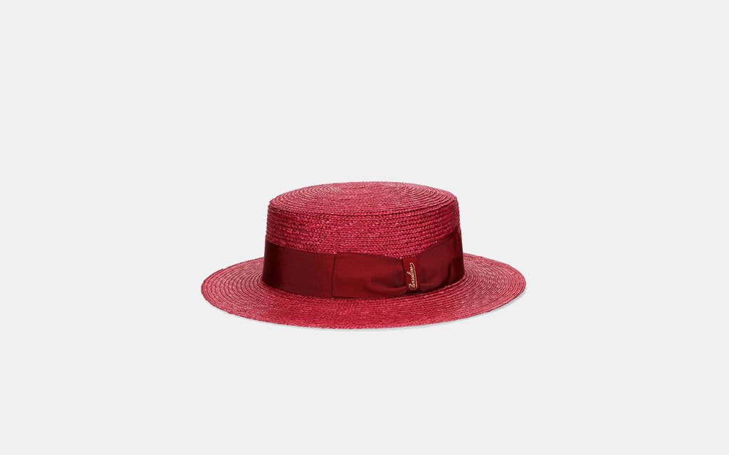 Borsalino The Boater with Woven Straw in Red