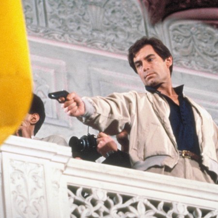 Timothy Dalton as 007 on the set of "The Living Daylights"
