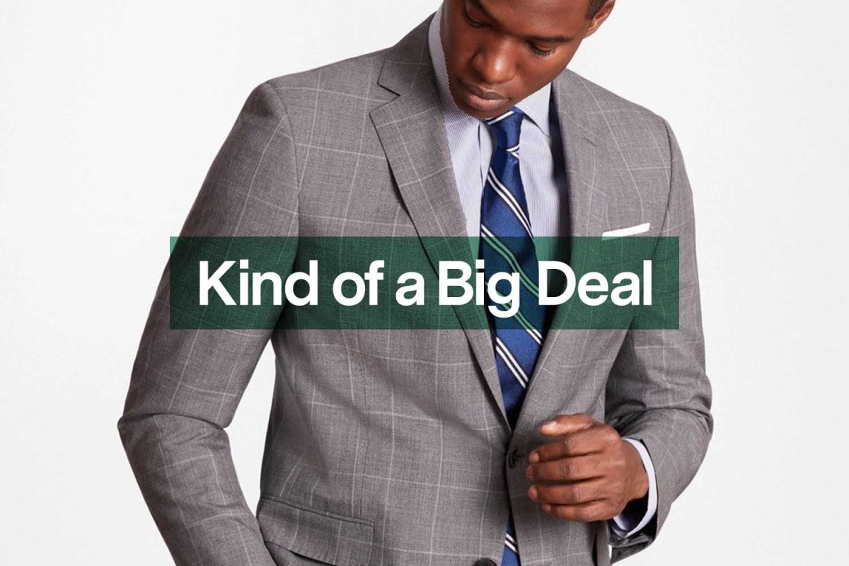 A suit from Brooks Brothers, one of nearly 70 items currently on sale