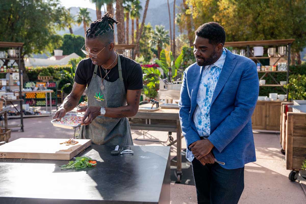 Chopped 420 contestant with host Ron Funchess