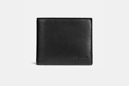 The men's Coach Compact ID Wallet in black leather