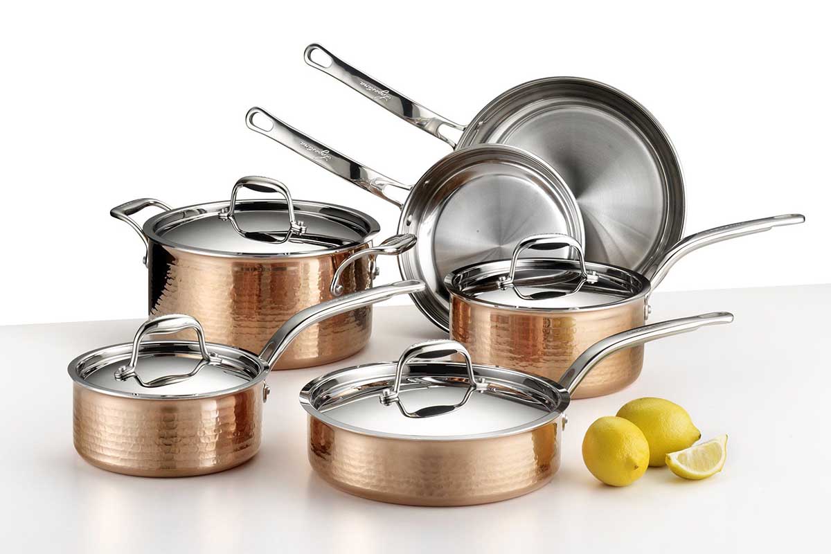 Pictured: The Lagostina Martellata Copper 10-Piece Cookware Set, part of the All-Clad VIP sale