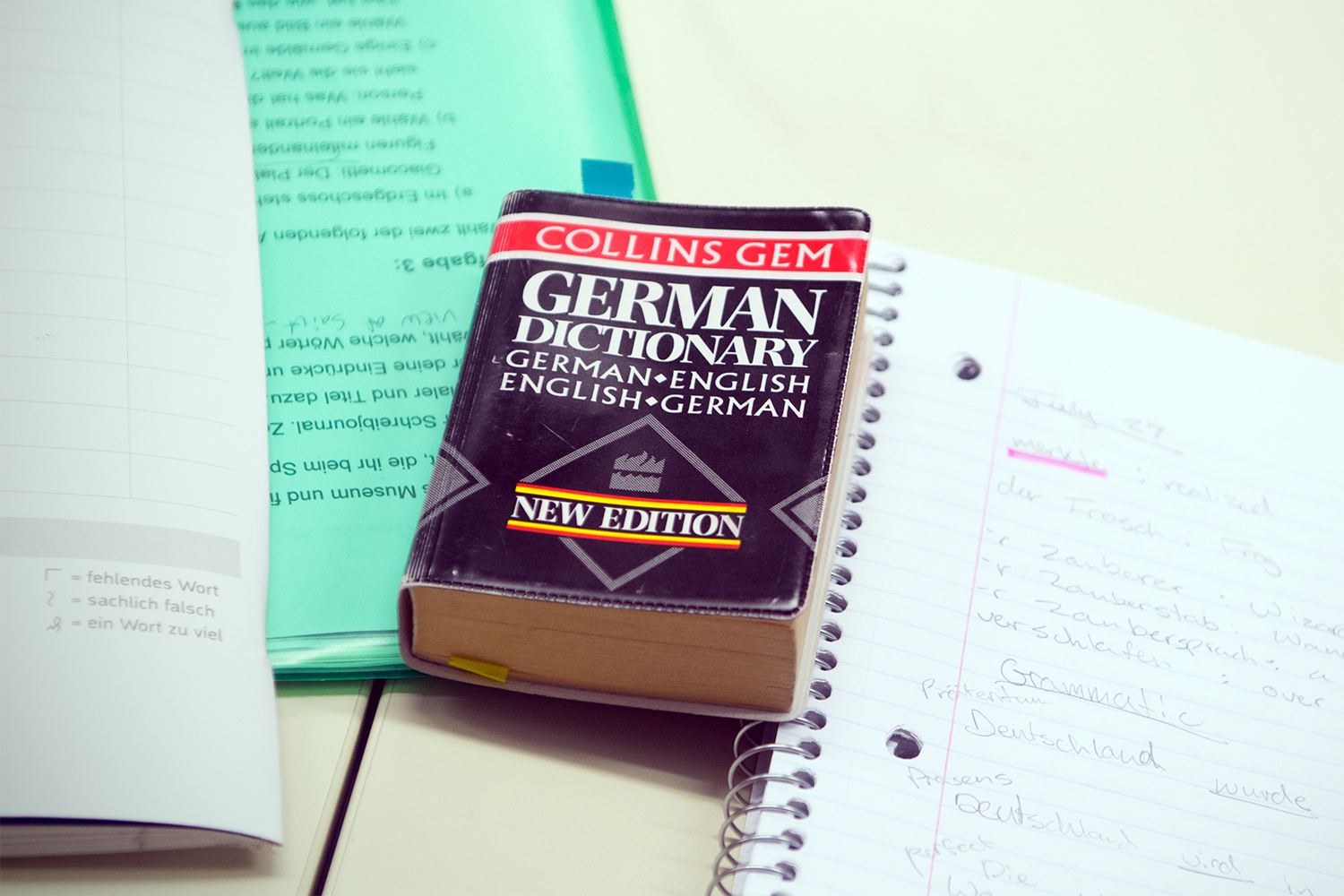 German dictionary on a table