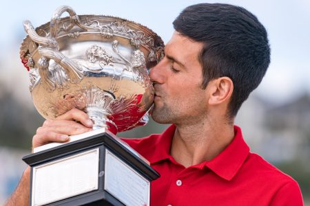 Novak Djokovic celebrates a win