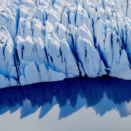Knik Glacier in Alaska photographed from above during the day