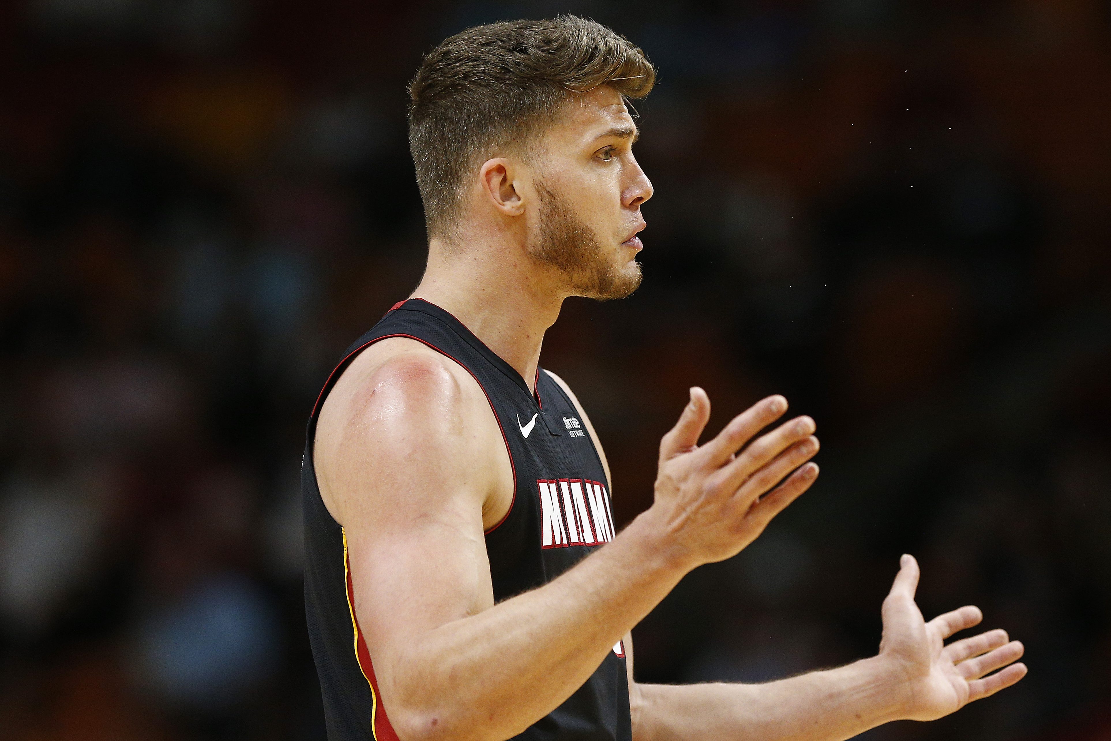Meyers Leonard of the Miami Heat during a game.