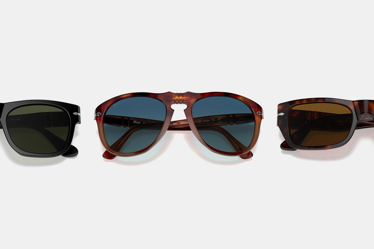 Three pairs of Persol polarized sunglasses in a row