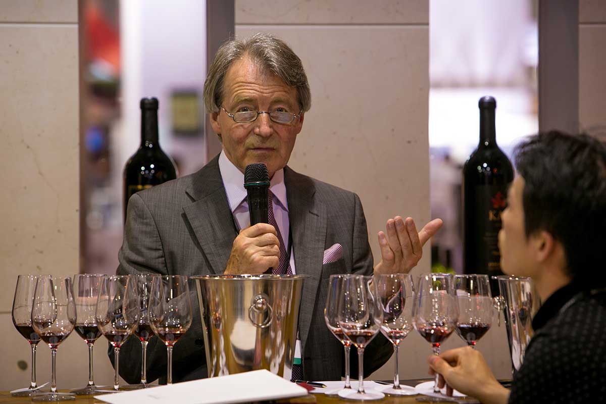 British wine expert Steven Spurrier joins global wine producers in attending Vinexpo Asia-Pacific 2014, held at the Hong Kong Convention & Exhibition Centre, on May 27, 2014, in Hong Kong, China