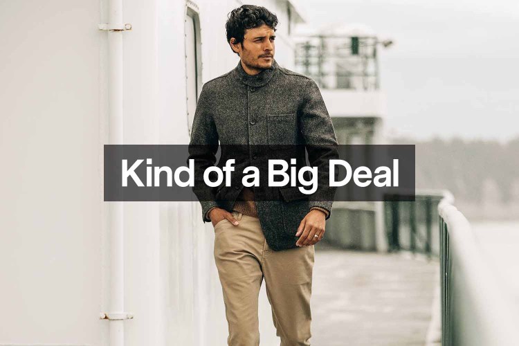 A man walking wearing the The Camp Pant by Taylor Stitch