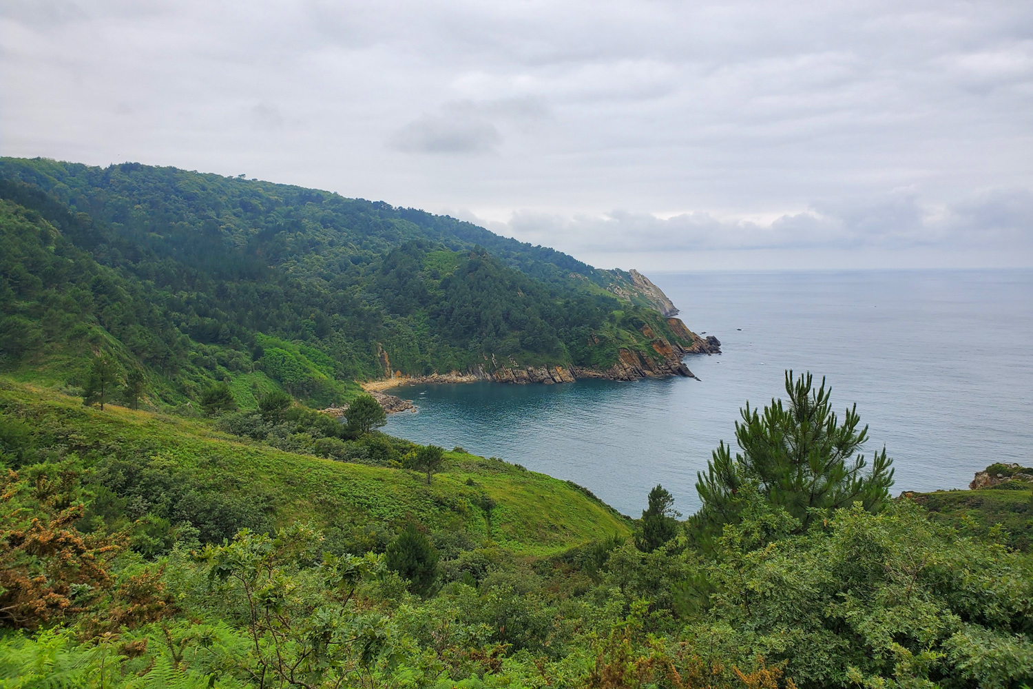 View of coastline in northern Spain from the Camino de Santiago trail