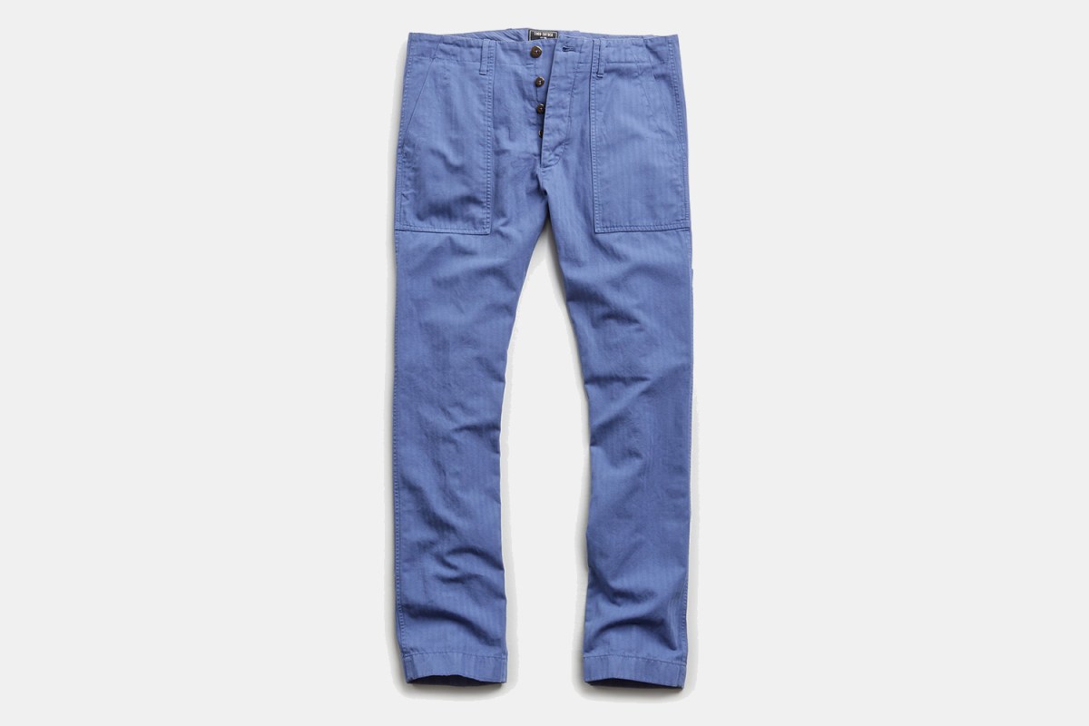 Todd Snyder Herringbone Camp Pant in French Blue