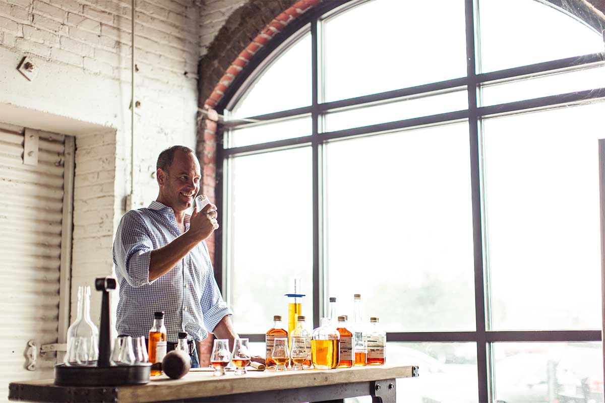 Jefferson's co-founder Trey Zoeller tasting bourbon