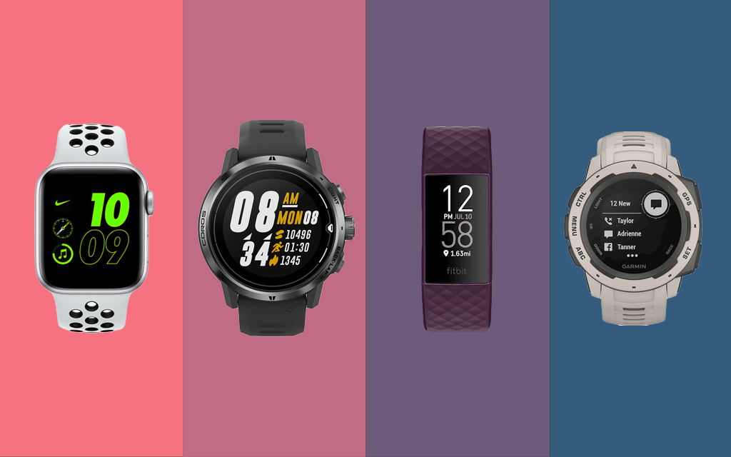 fitness trackers in different colors