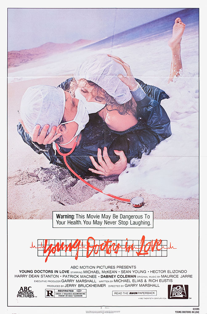 The 1982 comedy <em>Young Doctors in Love</em> served as a parody of soap operas, and boasted a surprisingly impressive cast along the way — including Michael McKean, Harry Dean Stanton and a pre-<em>Seinfeld</em> Michael Richards. Its poster also offered an unexpected preview of pandemic-era dating.