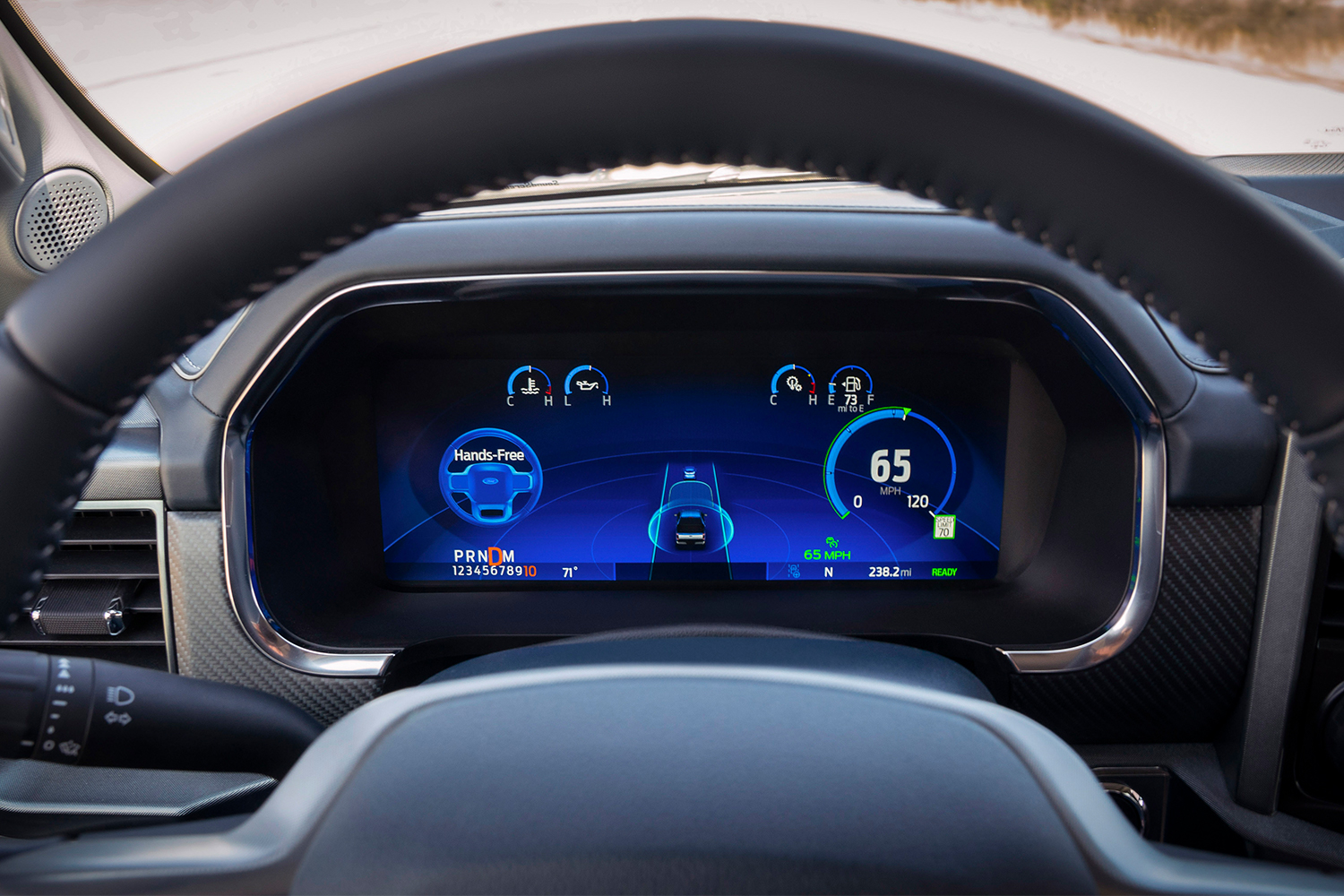 Ford BlueCruise hands-free driving tech on F-150 pickup truck