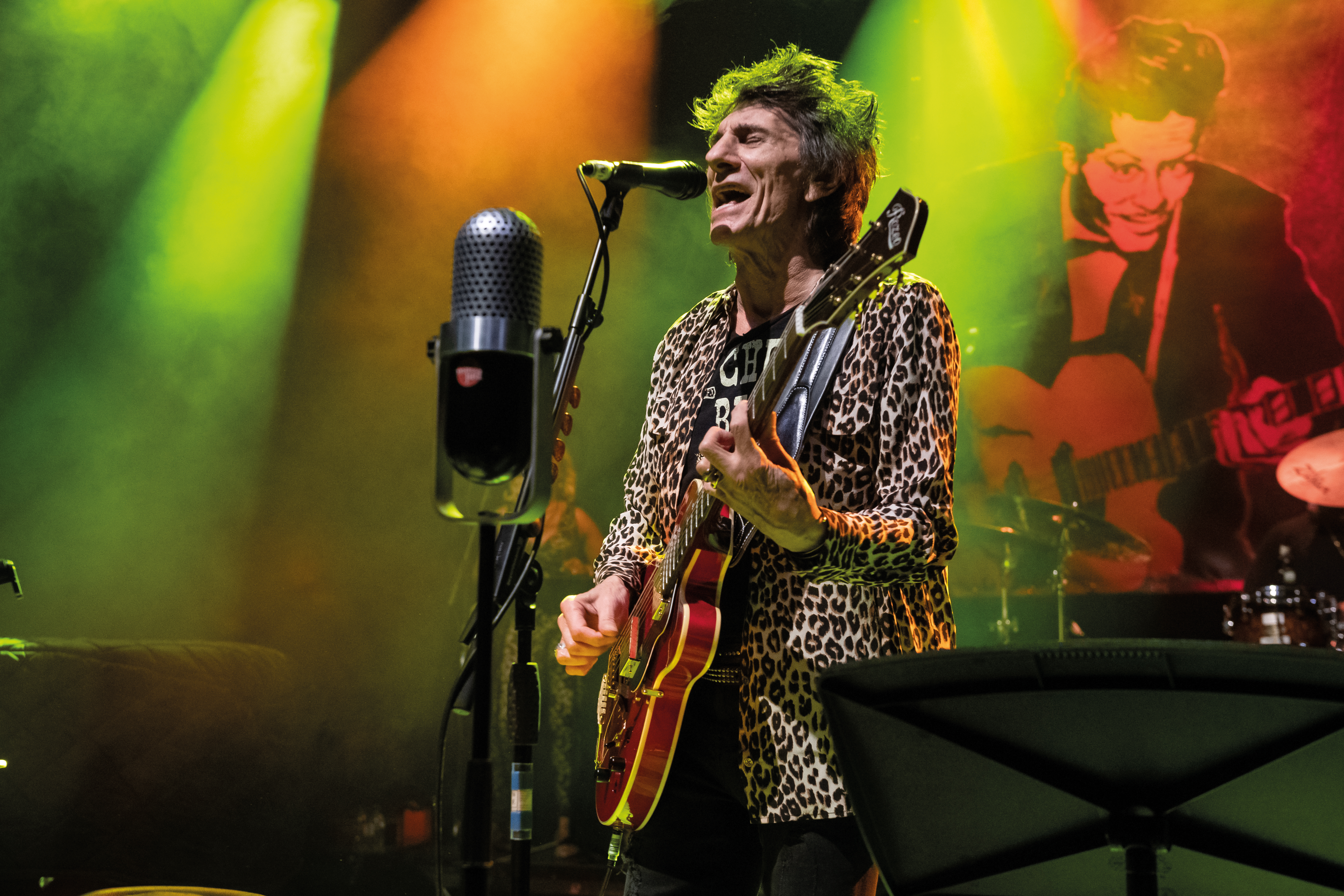 Vocalist and guitarist Ronnie Wood performing live on stage at the O2 Shepherds Bush Empire in London, on November 21, 2019.
