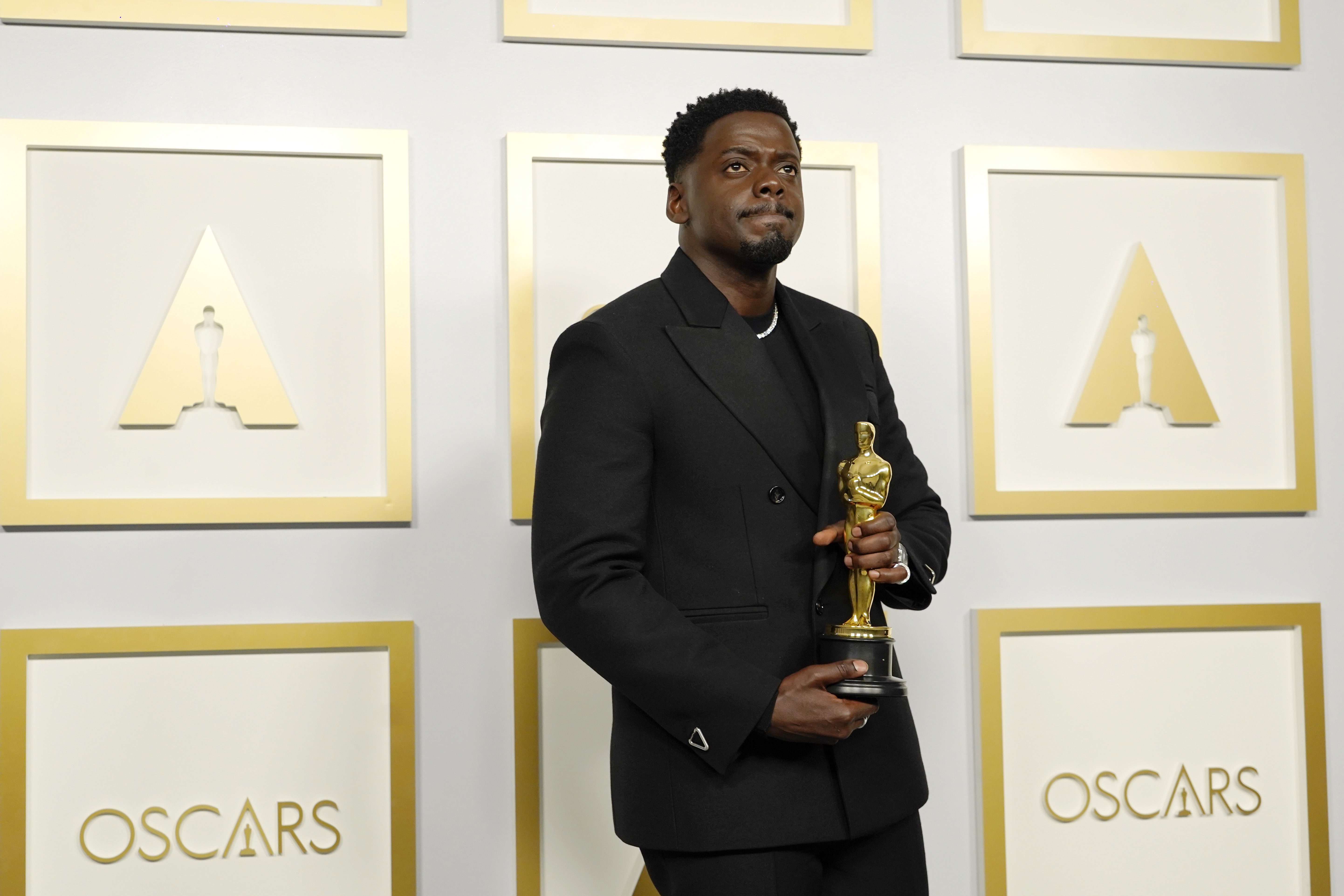Daniel Kaluuya, winner of Actor in a Supporting Role for "Judas and the Black Messiah", poses in the press room during the 93rd Annual Academy Awards at Union Station on April 25, 2021 in Los Angeles, California.