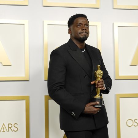 Daniel Kaluuya, winner of Actor in a Supporting Role for "Judas and the Black Messiah", poses in the press room during the 93rd Annual Academy Awards at Union Station on April 25, 2021 in Los Angeles, California.