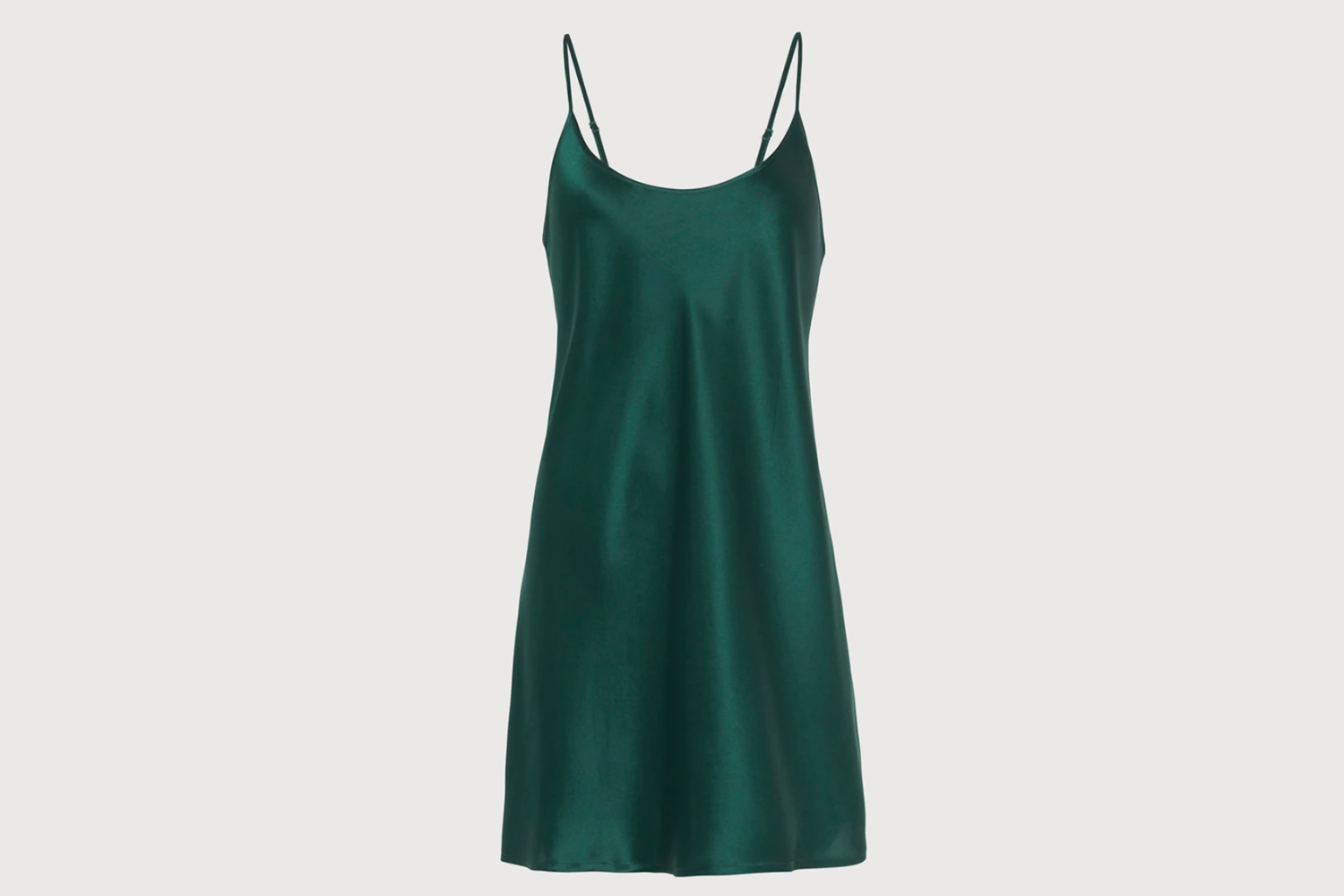 Silk slip dress in emerald