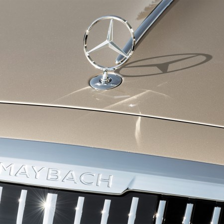 The Maybach name and Mercedes-Benz logo on the new Mercedes-Maybach S-Class
