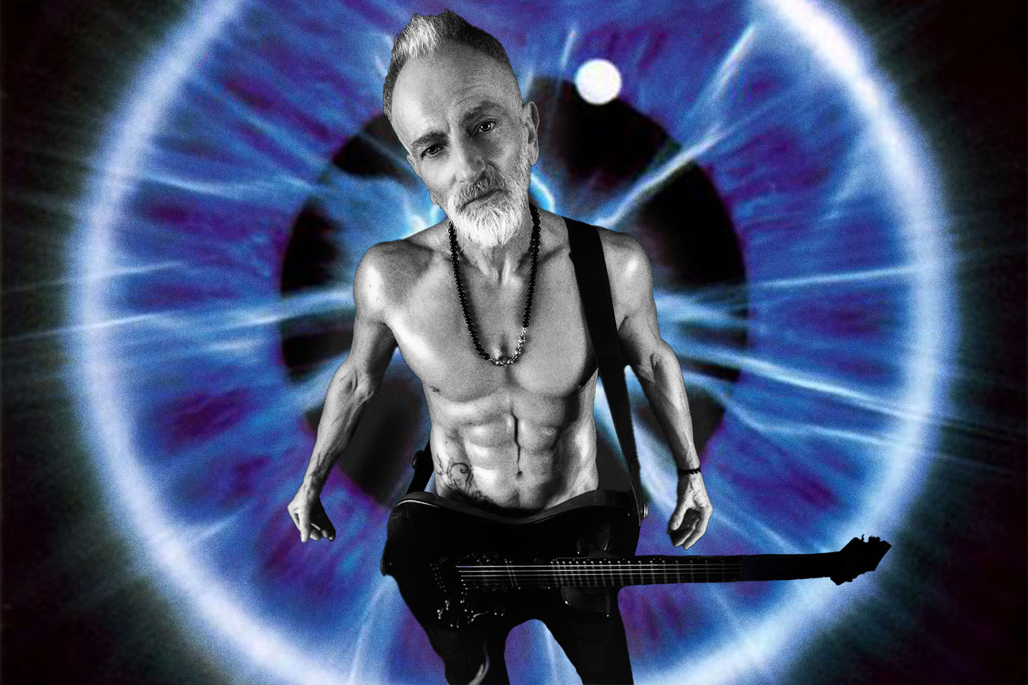 a mash-up pic of Def Leppard guitarist superimposed over the album cover of the band's 1992 album Adrenalize
