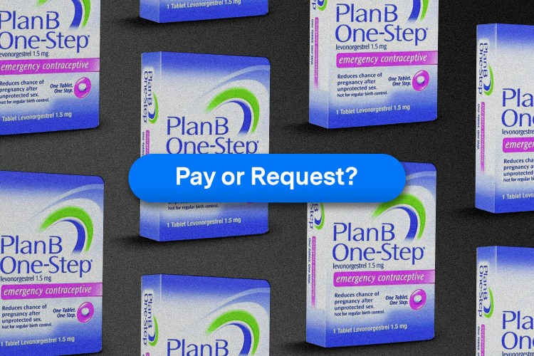 boxes of Plan B emergency contraception on grey background