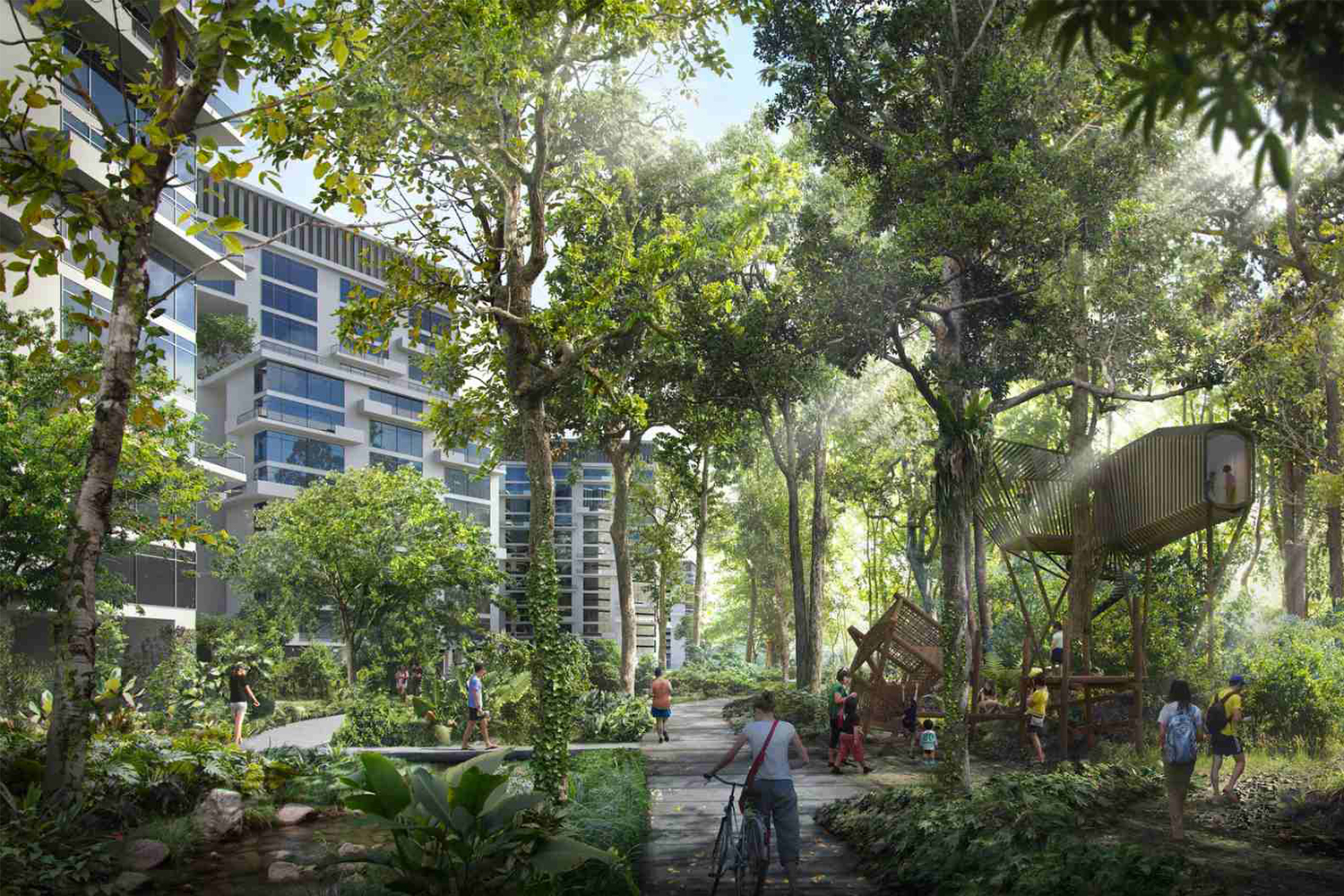 A rendering of the Forest Hill District in Singapore's proposed smart and sustainable city Tengah
