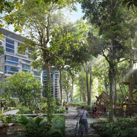 A rendering of the Forest Hill District in Singapore's proposed smart and sustainable city Tengah