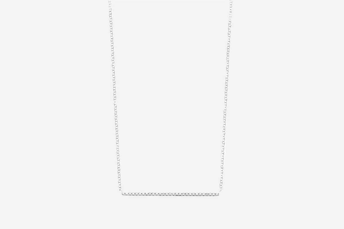 Deal: Save $500 On This 14K White Gold Diamond Bar Pendant Necklace
