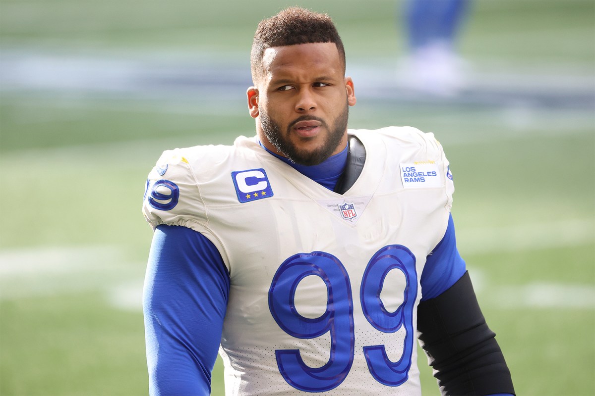 Aaron Donald of the Los Angeles Rams at the NFC Wild Card Playoff game