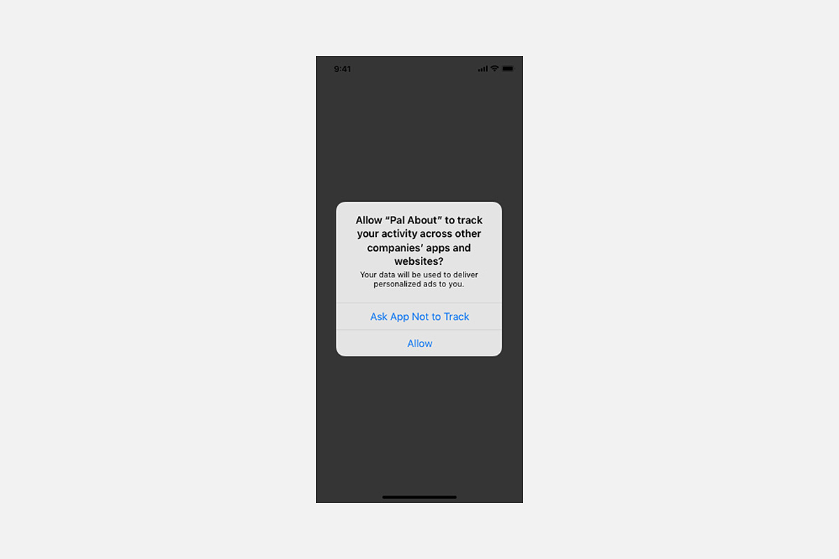 an example of the pop-up that you'll see on Apple devices after iOS 14.5 is installed