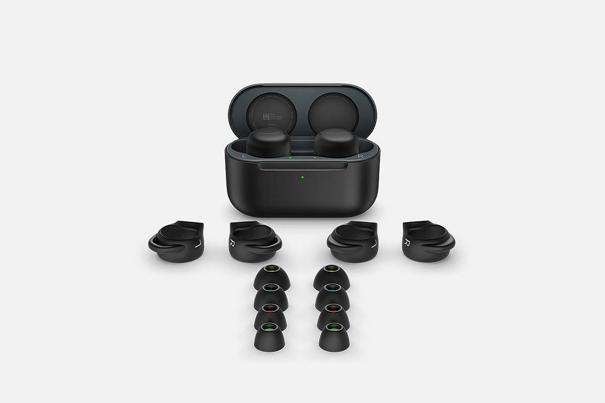 Amazon Echo Buds (2nd gen) with four ear tip sizes and two wing tip sizes