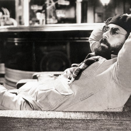 Director Francis Ford Coppola relaxes on the set of "The Godfather," 1974