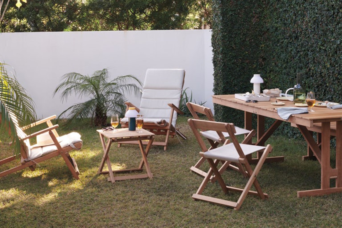 Outdoor furniture set from Design Within Reach on the grass