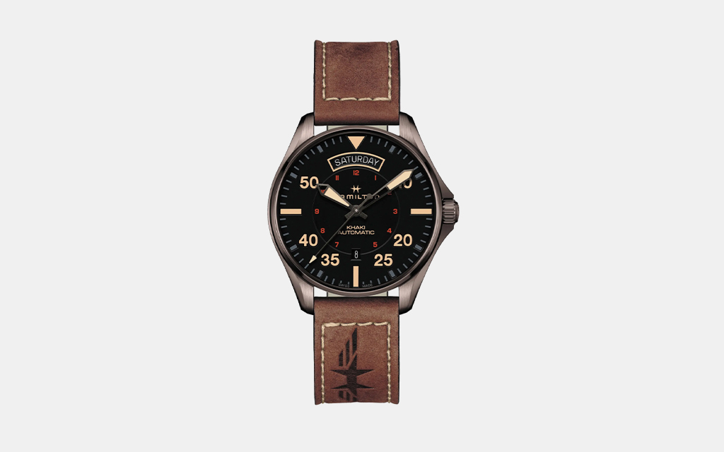 Hamilton Khaki Aviation Automatic Leather Strap Watch